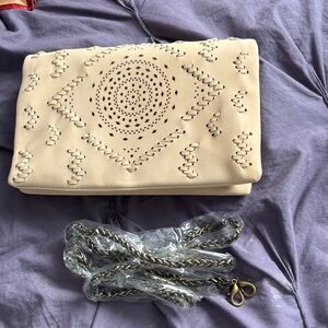 Street Level Beige Clutch with Cutout Design